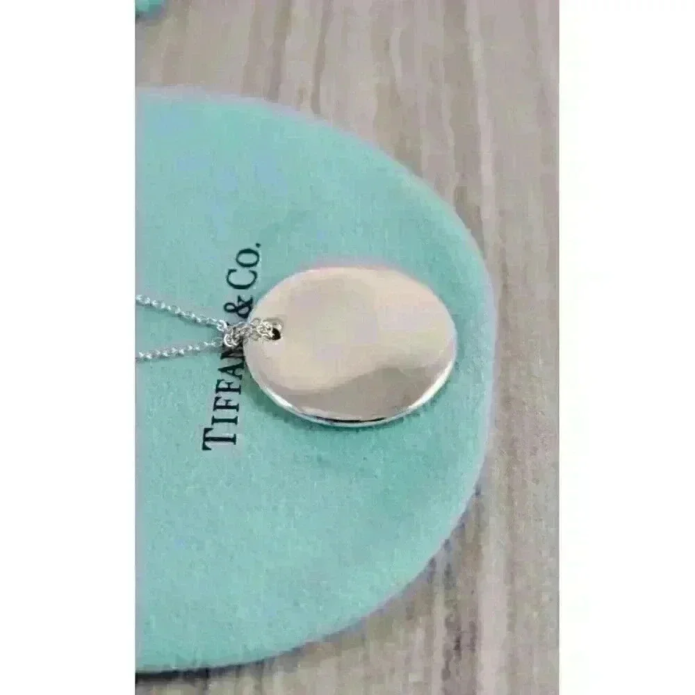 Tiffany & Co Sterling Silver Elsa Peretti Round Pendant Necklace 24mm - Picture 3 of 11